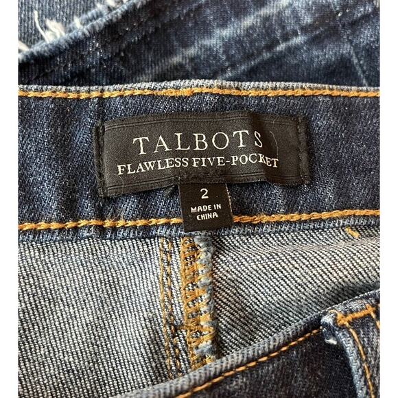 Talbots Flawless Five Pocket Raw Hem Med Wash Blue Denim Stretch Jean Size 2 - Picture 4 of 5